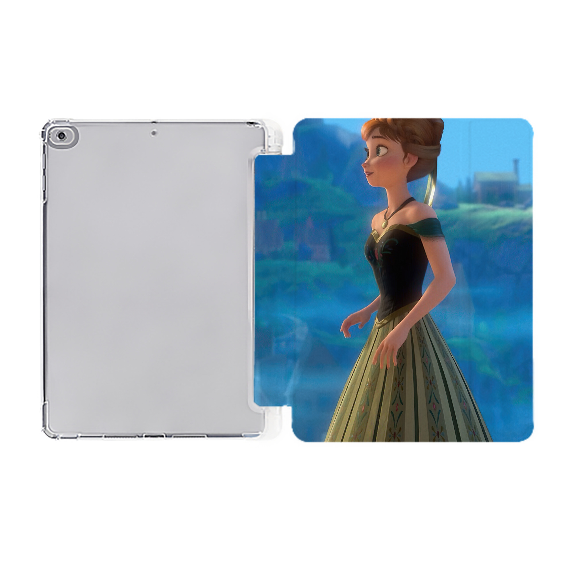 （画像用） アナと雪の女王 アンナ エルサ Frozen Anna Elsa IPad ケース ペン収納付き 三つ折りスタンド PUレザー×シリコン 対応機種9.5/10.5/10.9インチ